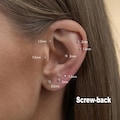 Titanium Labret Stud Earrings, THREAD SCREW Flat Back Earrings, Tiny Tragus Earring, Forward Helix Earring, Tragus Piercing Stud #14