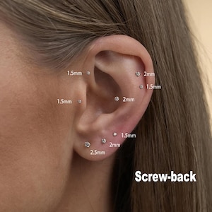 Puces d'oreilles labret en titane, Boucles d'oreilles filetées à fond plat, Petite boucle d'oreille Tragus, Boucle d'oreille hélice avant, Piercing Tragus