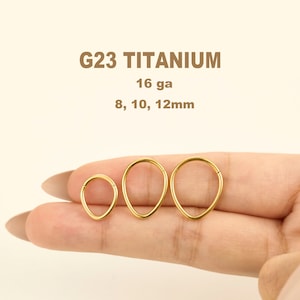 16g NOSE RING Solid TITANIUM • Implant Grade Septum Ring Piercing Jewelry • Hinged Clicker Hoop • Lip Ring • Tragus, Daith, Conch Hoop