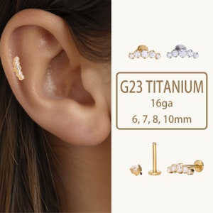 Puces d'oreilles Labret en titane • Boucles d'oreilles grimpeur à dos plat • Boucle d'oreille hélice • Boucle d'oreille tragus • Boucle d'oreille cartilage • Anneau de nez • Cadeau pour elle