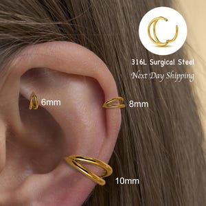 18G / 16G Doppel Clicker Hoop, Chirurgenstahl, Knorpel/Conch/Helix Ohrring, Nasenring, Septum Clicker, Scharniersegment