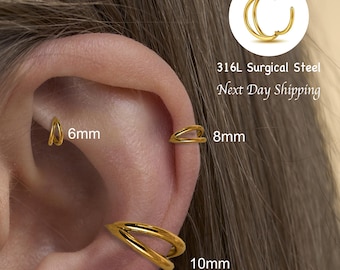 316L Surgical Steel Double Hoop Hinged Clicker Nose Ring 316L Surgical Steel Double Hoop Hinged Clicker Nose Ring