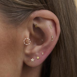 Puces d'oreilles labret en titane • Boucles d'oreilles fleurs à dos plat • Boucle d'oreille hélice • Boucle d'oreille tragus • Boucle d'oreille cartilage • Anneau de nez • Cadeau pour elle