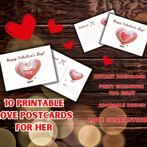 Liebespostkarten - Valentinstags Postkarten für Sie - 10 pdf Dateien