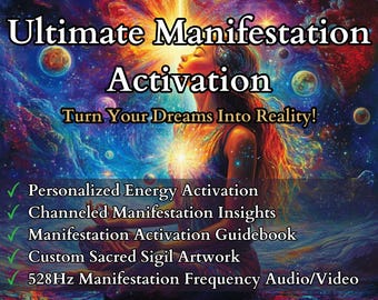 Activación de Manifestación / Coaching de la Ley de Atracción / Alineación Energética Personalizada / Arte de Manifestación Personalizado, Guía + Meditación en Audio