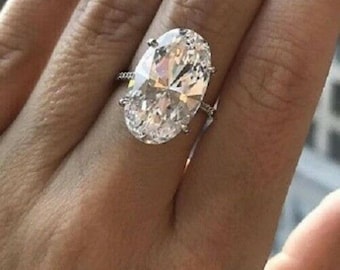 Elongated Oval Cut Moissanite Diamond Solitaire Accents Ring, Hidden Halo Wedding Bridal Ring, 925 Silver Engagement Ring, Proposal Ring