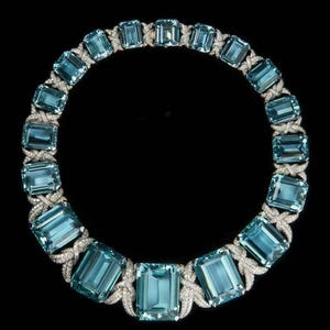 Aquamarine Emerald Cut CZ Stone Ribbon Motif Necklace, Any Occasion Necklace For Her, 925 Silver Gemstone Necklace, Wedding Bridal Necklace