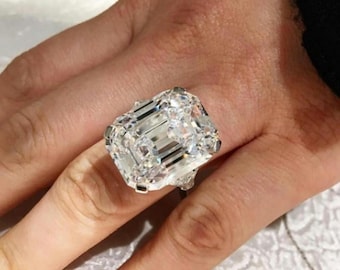 Emerald Cut CZ Trilogy Ring: 925 Silver Three Stone Engagement
