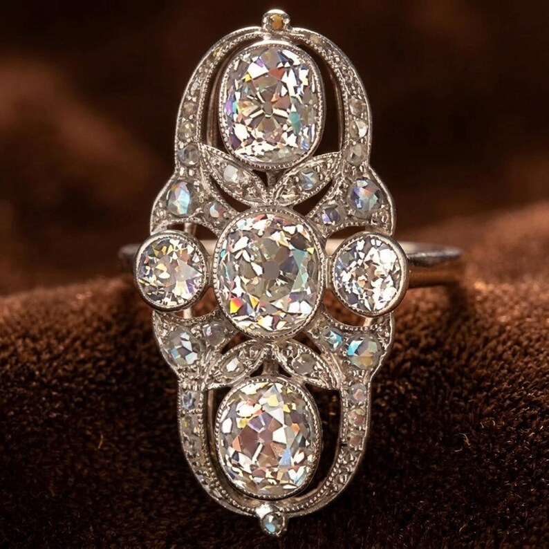 Antique Art Deco Dinner Ring, Edwardian Cocktail Ring, Bezel Set Old ...