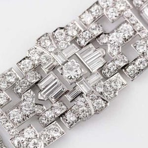 Baguette & Round Cut CZ Stone Tennis Bracelet, Vintage Style Edwardian Bracelet, Women&#39;s Wedding Bracelet, 925 Silver Engagement Bracelet