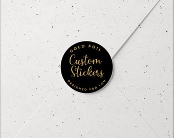 Custom closing sticker round black with gold foil 25 pieces