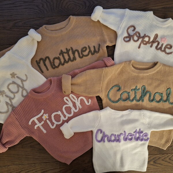 Personalised Embroidered Baby Sweatshirt | baby name Jumper | Custom Embroidery | Personalised knit Sweatshirt | baby name knit sweatshirt