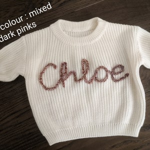 Personalised Embroidered Baby Sweatshirt baby name Jumper Custom Embroidery Personalised knit Sweatshirt baby name knit sweatshirt zdjęcie 8