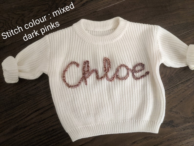 Personalised Embroidered Baby Sweatshirt baby name Jumper Custom Embroidery Personalised knit Sweatshirt baby name knit sweatshirt zdjęcie 7