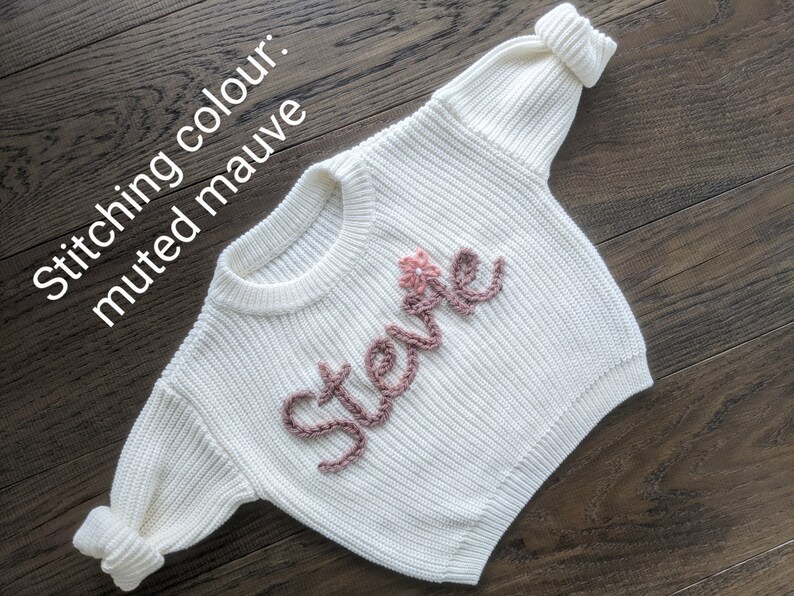 Personalised Embroidered Baby Sweatshirt baby name Jumper Custom Embroidery Personalised knit Sweatshirt baby name knit sweatshirt zdjęcie 2