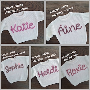 Personalised Embroidered Baby Sweatshirt baby name Jumper Custom Embroidery Personalised knit Sweatshirt baby name knit sweatshirt image 8