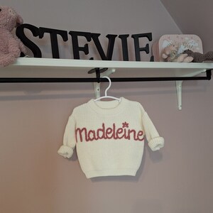 Personalised Embroidered Baby Sweatshirt baby name Jumper Custom Embroidery Personalised knit Sweatshirt baby name knit sweatshirt zdjęcie 6