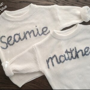 Personalised Embroidered Baby Sweatshirt baby name Jumper Custom Embroidery Personalised knit Sweatshirt baby name knit sweatshirt zdjęcie 9