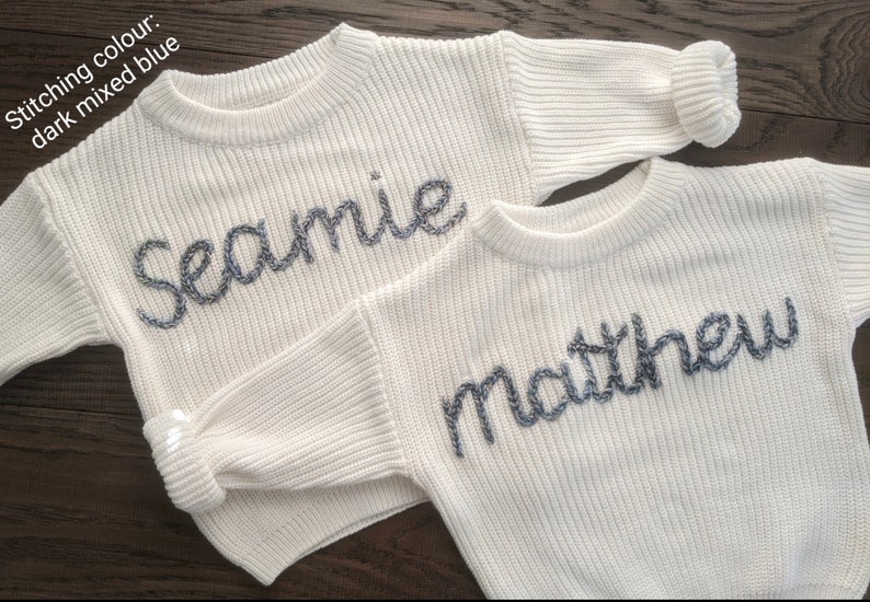 Personalised Embroidered Baby Sweatshirt baby name Jumper Custom Embroidery Personalised knit Sweatshirt baby name knit sweatshirt zdjęcie 9