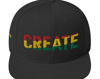 CREATE Boné Snapback nas Cores Pan-Africanas