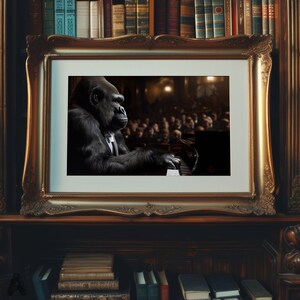 Gorilla Classical Pianist Digital Print Download | Printable Wall Art | Wall Decor Animal | Art Print | Wall Art Poster | Animal Professions