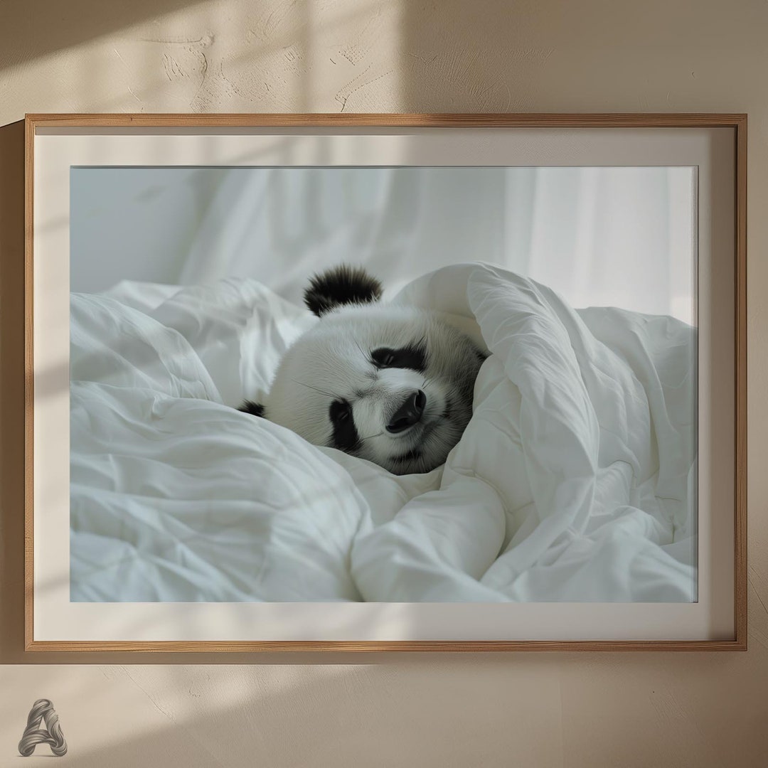 Panda Sleeping in a Bed Digital Download Bedroom Decor Art Print Wall ...