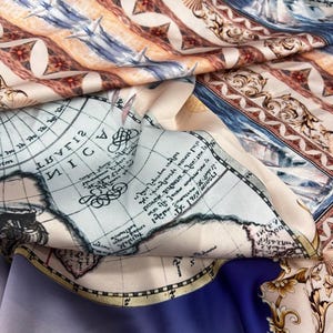 Digital Printed Silky Satin Fabric: Dressmaking & Craft Fabric - 150cm Width