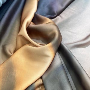 Ombre Sunset Silky Satin Fabric: Flowing Dressmaking Material, 59&quot; Wide