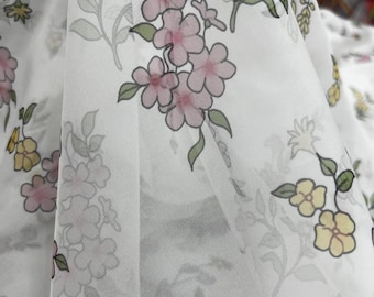 Floral Chiffon Fabric: Lightweight Sheer Material for Sewing - 150cm Width