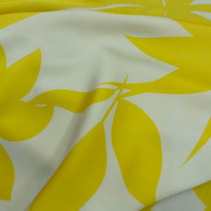 Yellow Abstract Silky Satin Fabric: Italian Design Dress Fabric, 150cm Width