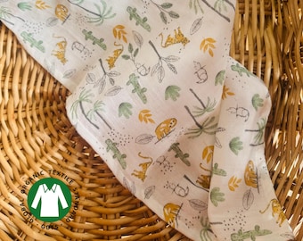 Tejido de muselina 100 % orgánico, tejido de doble gasa: algodón suave, transpirable y ecológico, cortado a medida.