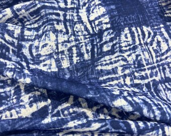 Blue Linen Fabric: Digital Print, DIY Apparel & Home Decor, 150cm Wide