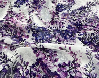 Floral Chiffon Fabric: Lightweight Sheer Material for DIY Sewing - 150cm Width