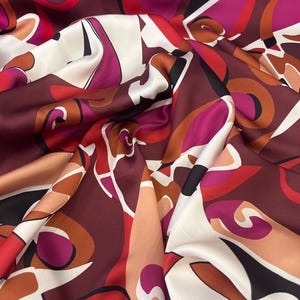 Digital Printed Silky Satin Fabric: Glossy Dressmaking Material, 1.64 Yards Wide