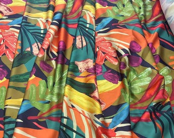 Floral Silky Satin Fabric: Elegant Dressmaking Material By The Yard