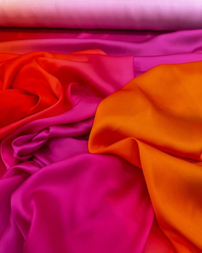 Satin Gradient Ombre Silky Satin Fabric: Gradient Dressmaking Material, 59
