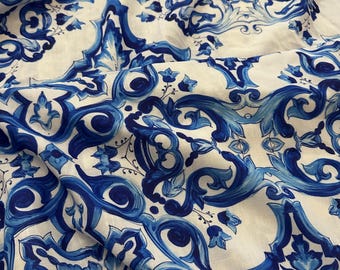 Majolica Linen Fabric: Italian Design, DIY Home Decor