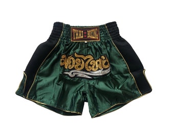 Short de muay thai vert classique - thai boxing - kick boxing - short de boxe