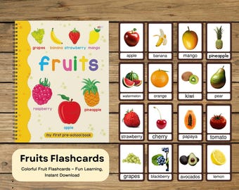 Cartões de Frutas – Cartões de Aprendizagem Coloridos e Envolventes para Crianças | Vocabulário Inicial + Nomes de Frutas