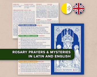 Learn Rosary in Latin · Prayers and Mysteries · Printable Catholic Prayer Card · Digital Download PDF