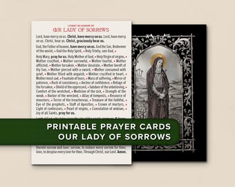 Our Lady of Sorrows Prayer Card · Traditional Catholic Litany (Digital Download PDF)