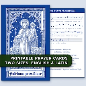 Sub Tuum Præsidium · Wij vliegen naar uw bescherming · Afdrukbare traditionele katholieke gebedskaart · Latijn/Engels · Digitaal pdf-downloadbestand