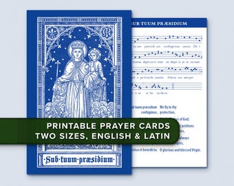 Catholic Prayer Card: Sub Tuum Præsidium, Latin/English (Digital Download)