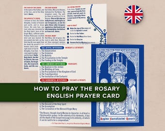 How to Pray the Rosary in English · Printable Catholic Prayer Card · Digital Download PDF