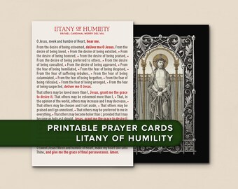 Litany of Humility · Printable Traditional Catholic Prayer Card · English · Digital Download PDF File