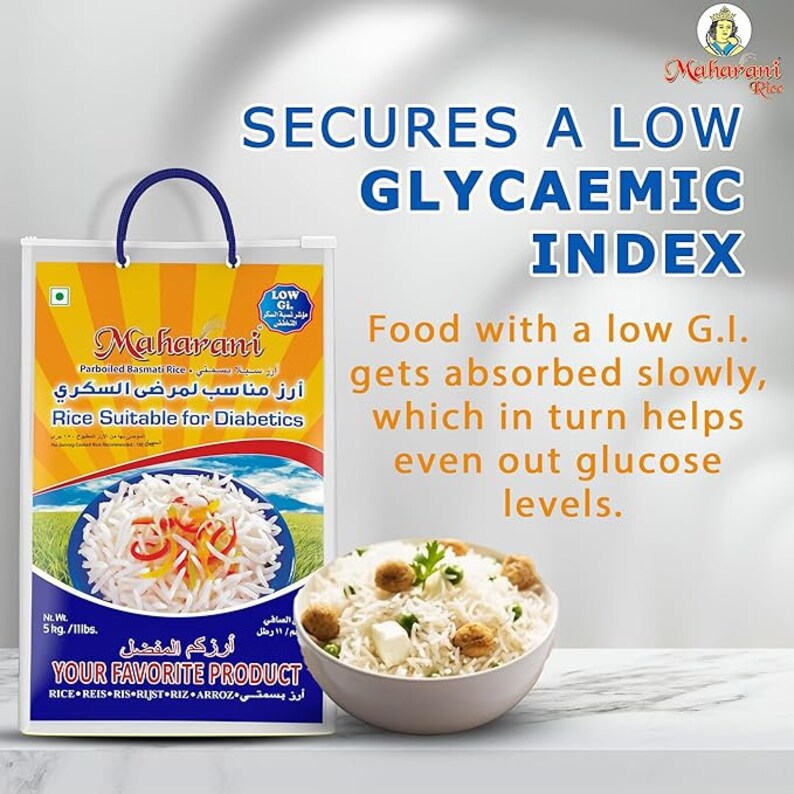 Maharani Parboiled Basmati Rice Suitable for Diabetic 5KG Bag. Low GI
