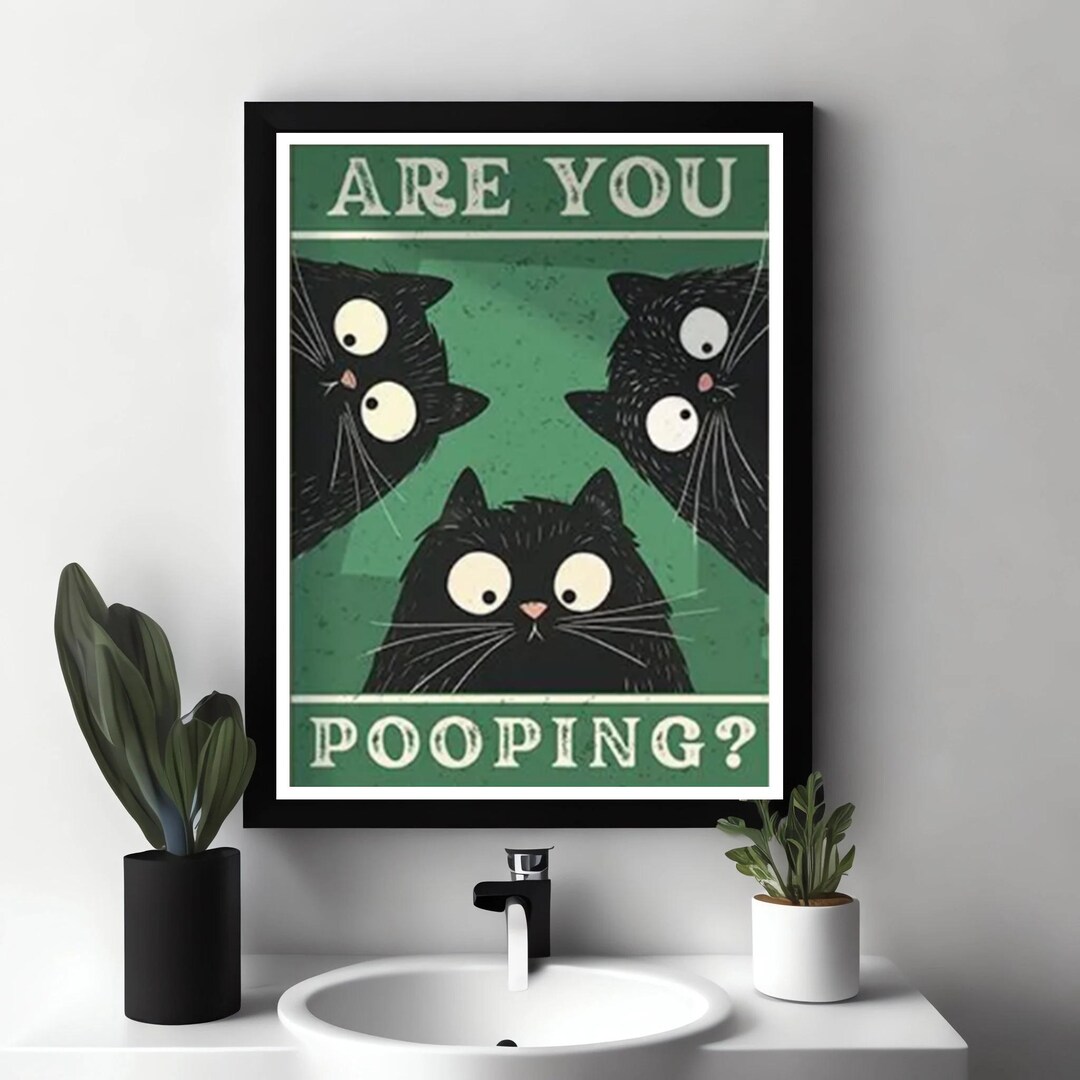 Bathroom Cat Are You Pooping Print for Toilet Wall Art, Bathroom Decor ...