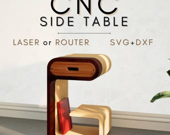 Parametric Furniture CNC Files Bedside Table CNC Router Furniture Laser Cut Files Dxf Furniture Svg Retro End Table Laser Cut Project XTool