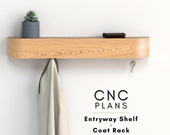 Archivos para fresadora CNC: Estante de entrada – Perchero de madera curvada (DXF, SVG)