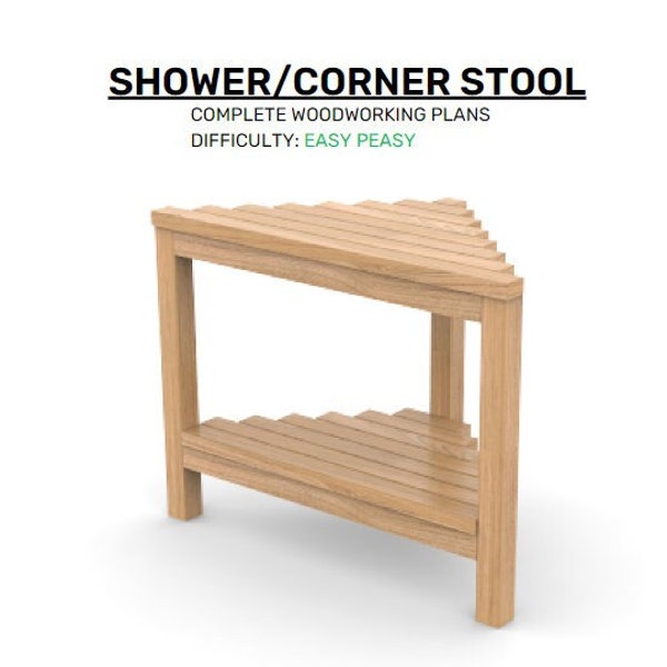 Mid-Century Modern Shower Corner Stool | Plant Stand DIY Woodworking Plans for Beginners | Teak or Cedar
